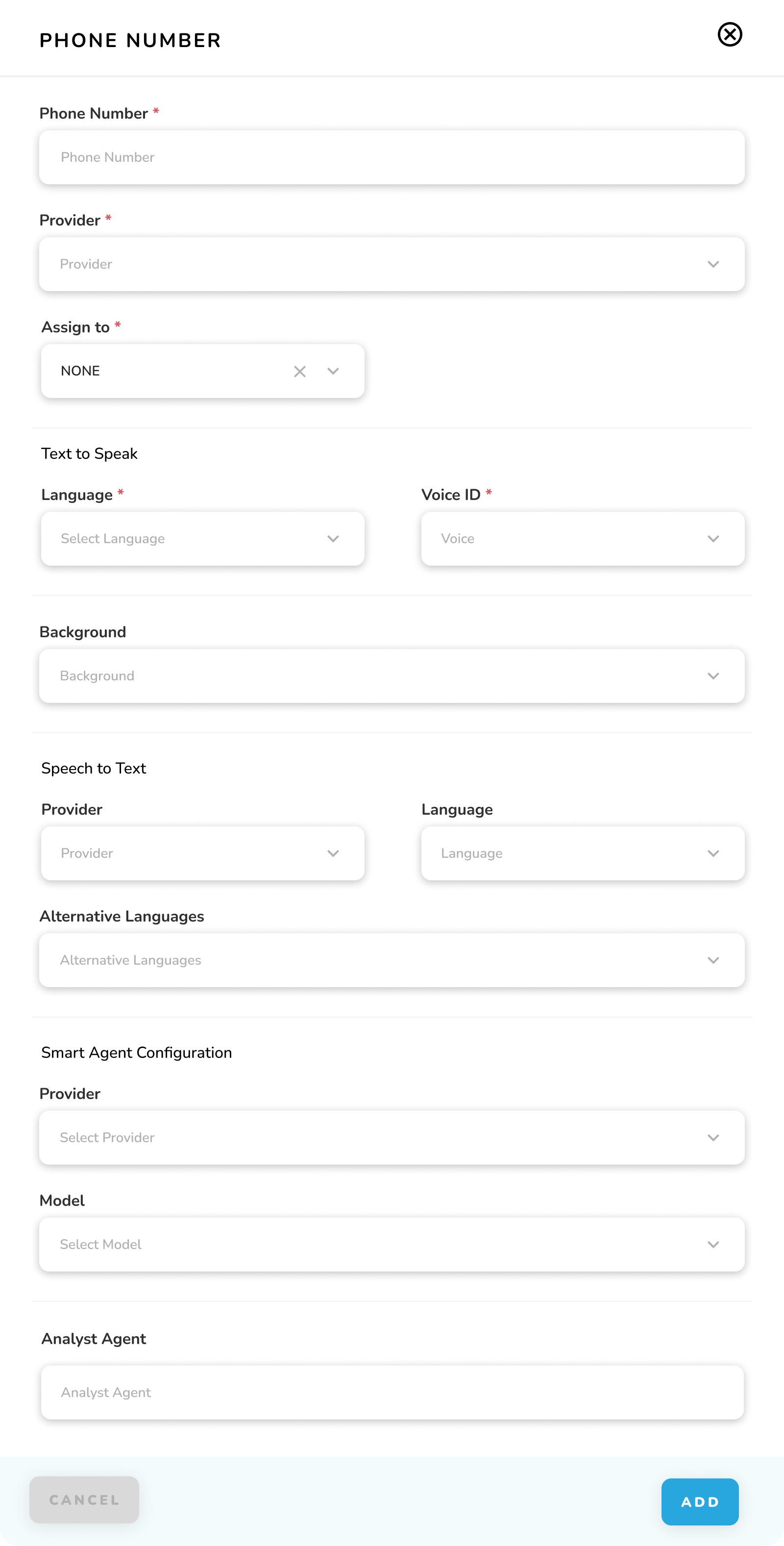 Phone Numbers - Add Popup